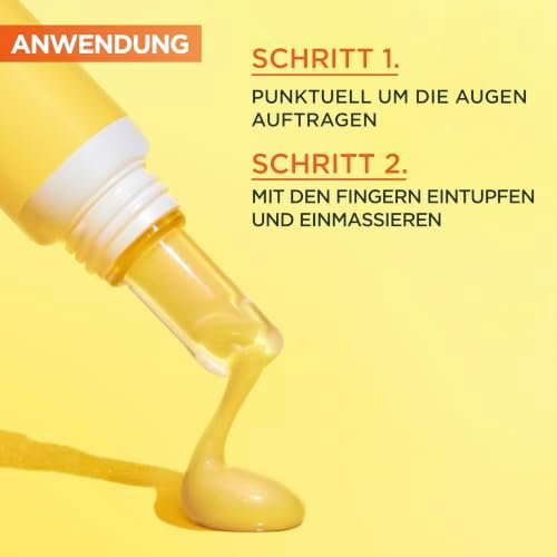 Vitamin C Anti-Müdigkeits Augencreme, Für eine strahlende und wache Augenpartie, Gegen Augenringe und Krähenfüße, Glow Booster Augenpflege, SkinActive, 1 x 15 ml