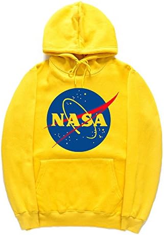 Tianlou Nitree Men Fashion NASA Logo Print Hoodie Sweatshirt With Kangaroo Pocket