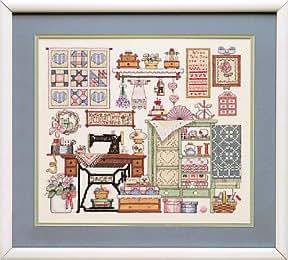 Scissors  needle cross stitch organizer case metal frame