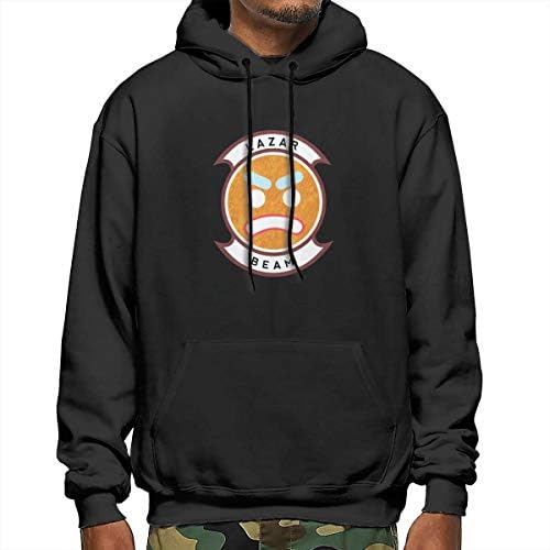 Lazar-Beam Men's Printed Classic Hoodie Warm Long-Sleeved Lightweight Sportswear with Pocket M Black