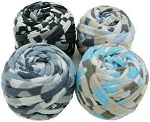 Charmkey Pappardelle Multicolored T Shirt Yarn Soft Fabric 7 Jumbo Fashion Knitting Cloth Tape for Crocheting Bags Bowls DIY Handicraft, Pack of 4 Skeins, 1.41 Ounce×4 (Group1)