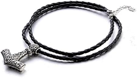 Quaant Necklace Hammer Of Thor Mjolnir Pendant Necklaces Nordic Scandinavian Viking Hammer Pendant Alloy necklace (Silver)