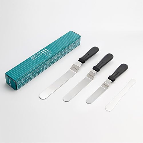 SveBake 3 Pieces Stainless Steel Cake Spatula Set Angled Icing Spatula with 1 Cake Stripping Knife Scraper &amp; Butter Spreader for Cake Decorating