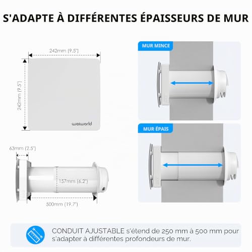 Decentralized VMC 150 mm with Ceramic Heat Recovery, Dual Wall Flow VMC for Single Room, WiFi & Remote Control, Silent EC Motor, 65 s Automatic Cycle