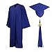GraduationMall Matte Graduation Gown Cap Tassel Set 2025 for High School and Bachelor Royal Blue 54(5'9