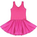 YiZYiF Girls Gymnastics Dance Dress Kids Ballet Tutu Leotard Chiffon Skirt Rose 5-6