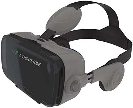 AOGUERBE 3D VR Headset with Remote Controller 3D Virtual Reality Glasses for Mobile Phone VR 3D Movies and Games Compatible with 4.0"-6.0" iPhone Samsung Huawei More Smartphones -Gray