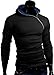 Grin&Bear Men's Zipped Long Sleeve Hoodie, Black/Petrol, M, BH135