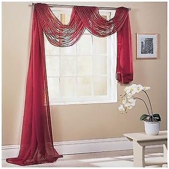 TAILORED VOILE WINDOW SCARF 59" WIDE X 197" LONG (1.5M X 5M) RED