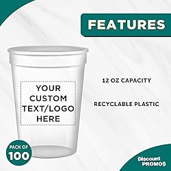 Custom Disposable Plastic Cups 12 oz. Set of