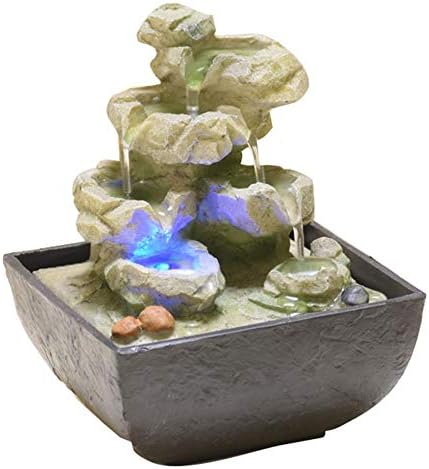 Indoor Fountain, Water Feature Zen Fountain Indoor Water Fountain for The Garden Feng Shui Indoor Ornaments Water Feature Ornaments Home Garden Decor (Beige Stones 13.5x13.5x18CM)