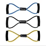 KYLIN SPORT Figure 8 Ultra Premium Toner Resistance Exercise Band For Yoga Fitness Workout (Yellow + Blue + Black)