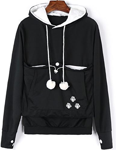 Unisex Big Kangaroo Pouch Hoodie Long Sleeve Cat Dog Holder Carrier Sweatshirt