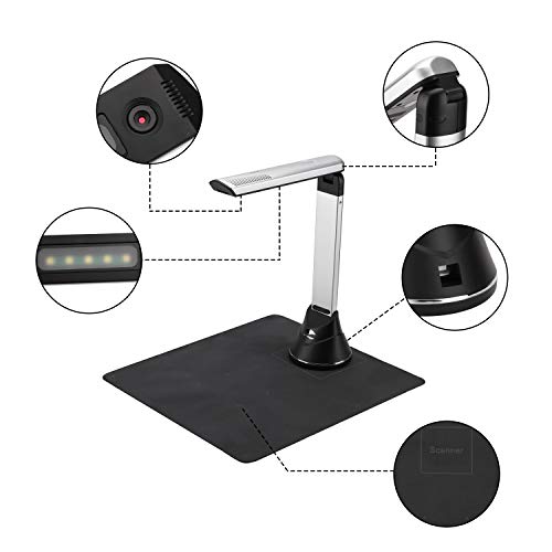 Eloam Document Scanner Camera with All Round High speed Scanning with HD CMOS and Video Recording for Office,School,Meeting,Classes, Labs