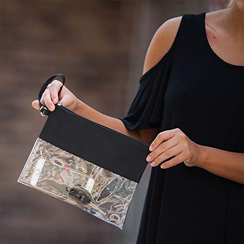 Auony Clear Crossbody Purse Bag, Gym Zippered Tote Bag Clear Gameday Bag with Adjustable Shoulder Strap and Wrist Strap for Work, School, Sports Games - Thumbnail 4