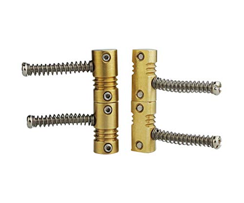 Guyker Bass Bridge Saddles (4 Pcs) - String Pitch 19mm Brass Compensated Saddles Set with Wrench Highgrade Replacement Part for Electric Bass - Thumbnail 3