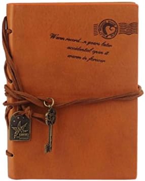 Diary NoteBook, Egmy Popular 160 Page Retro Classic Vintage Leather Bound Blank Pages Journal Diary Notebook (B)