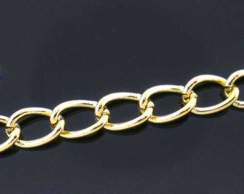 2 Packs of 10 Metres Gold Plated Links Open 5.5mm x 3.5mm Curb Chain for Jewellery Crafts, Card Making, Decoration