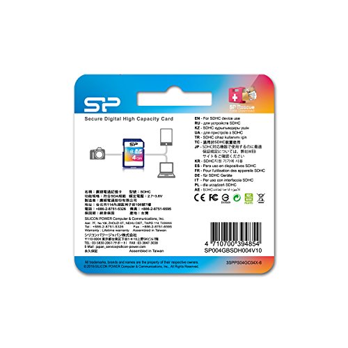 Silicon Power 4GB Class 4 SDHC Memory Card