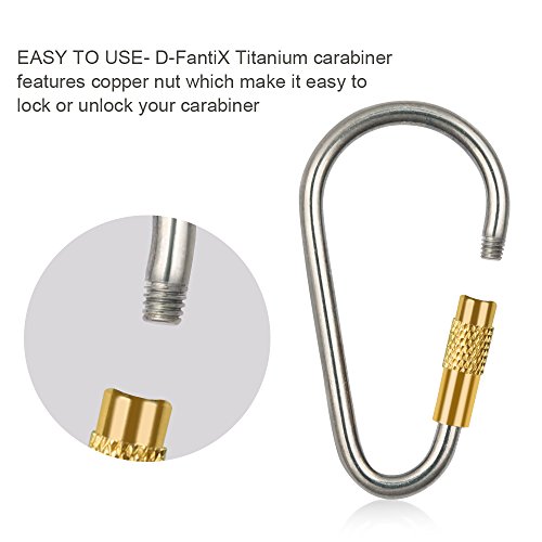 D-FantiX Mini Titanium Carabiner, D-Ring Locking Carabiner Keychain with Key Rings EDC Gear (Pack of 5) - Image 6