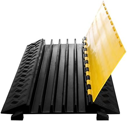 ShunLight 5 Channel Industrial Rubber Cable Protector Straight Rubber Cable Ramp Capacity 18,000 lbs with Dog Bone Connector for Cable and Wire Protect