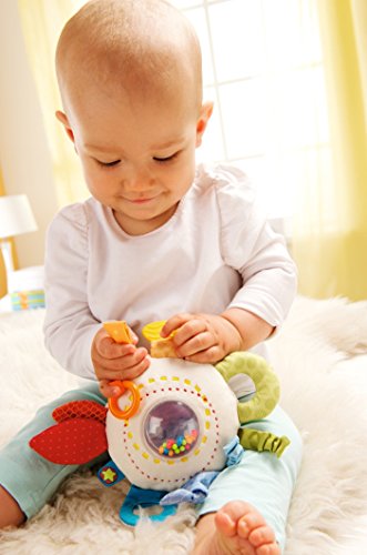 HABA Teether Cuddly Rainbow Round Soft Activity Toy - Machine Washable with Rattling & Teething Elements