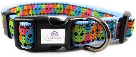 Light Blue Sugar Skull Dog Collar