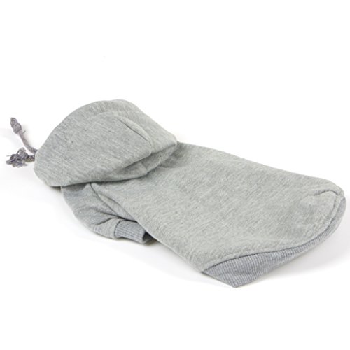 PET LIFE 'American Classic' Designer Fashion Plush Cotton Pet Dog Hooded Sweater Hoodie, Small, Grey