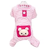PanDaDa Small Pet Dog Stripes Pajamas Coat Cat Puppy Clothes Apparel Clothin...
