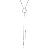 AINFQY 925 Sterling Silver Y Necklaces for Women Lariat Tassel Pendant Minimalist Jewelry Gift for Girls Mom Daughter