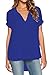 Dearlovers Women Deep V Neck Chiffon Casual Blouse Tops Shirt XX-Large Blue