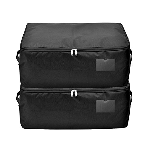 iwill CREATE PRO Pack of 2 Soft Oxford Fabric Clothes Storage Bags with 3-side Zipper, Dust Proof Bag, Black