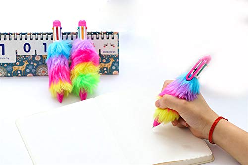 Gbell Girls 6 In 1 Colorful Cute Ballpoint Pens - 1Pcs Novelty Multicolor Plush Ballpoint Pen for Girls Kids Adults School Office Supplies,Ideal for Gifts And School Rewards