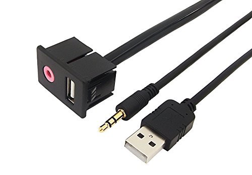 CHELINK Universal 1.5M Flush Mount Cable Autos 3.5mm USB AUX Headphone Male Jack Mounting Modified Socket for Volkswagen Toyota, Car, Vehicle, Marine, Bike, Boat, Motorcycle
