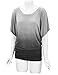 WT1052 Womens Round Neck Short Sleeve Dip-Dye Dolman Top M BLACK