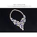 Everrich Luxurious Blue Crystal Bridal Cream Simulated Pearl Gold Plated Statement Necklace Earrings Jewelry Sets for Women Costume,4 Pairs