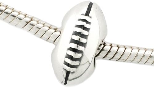 Ryssa Collection 925 Sterling Silver Story Troll Bead Charm - Mirror Polished Football