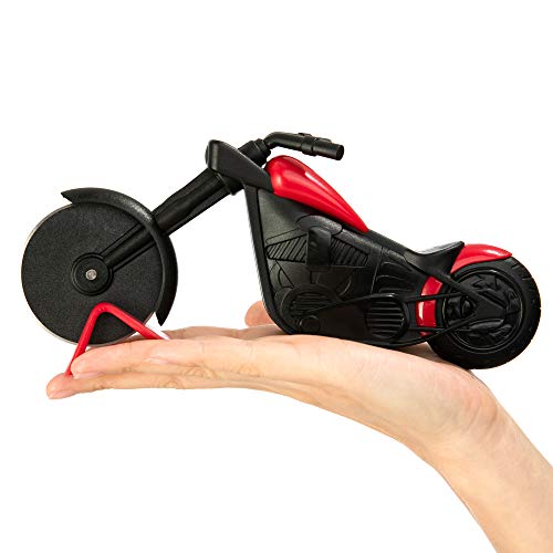 Motorcycle Pizza Cutter, Pizza Slicer Cutter Wheel with Stainless Steel Blade Funny Pizza Gifts with Display Stand