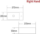 iropro Ceramic Small Wall Mount Sink 370x180mm RH Left/Right Tap Hole view 7