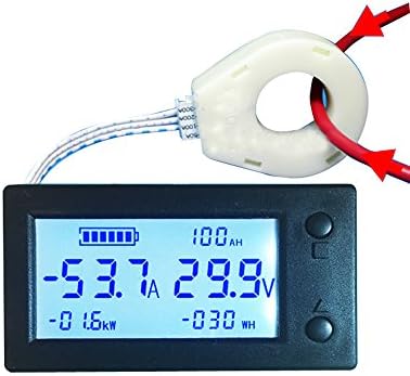 6IN1 DC 0-300V ± 0-50A Voltmeter Ammeter Battery Monitor Combo Meter Digital LCD Hall Sensor coulombmeter Voltage Current Capacity Electric Energy Power Meter Charge Discharge AH Hall Sensor 12V 24V