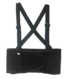 BRUFER 216111 Elastic Back Support Belt with Suspenders, Black (Large)
