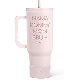 SANDJEST Gift for Mom - Mama Mommy Mom Bruh Stainless Steel Tumbler with Handle, Travel Coffee Mug for Moms - Gifts for Birthday Christmas Mothers Day, 40oz
