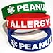 3-Pack of Toddler Size Peanut Allergy Medical Alert Silicone Bands 6 Inch White Lettering
