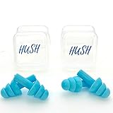 Hush Reusable Ear Plugs - (2 Pair) Noise Reduction Earplugs for Sleeping - NRR 32 - Comfortable Hearing Protection for Shooting, Travel, Swimming, Work, Snoring, Musicians & Concerts