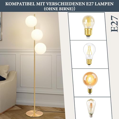 ZMH Modern Floor Lamp Floor Lamp - 3 Lights E27 Design with Ped Switch