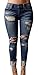 Chuanqi Women's High-waisted Ripped Holes Skinny Jeans Plus Size