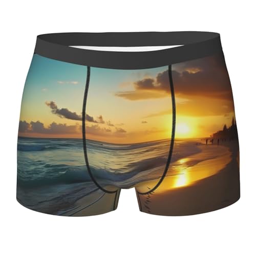 SYHEART Beach Print Men'S Boxer Briefs With Elastic Comfort Fit Design For All-Day Wear