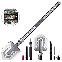 WAQIA HOUSE The Ultimate Survival Tool 23-in-1 Multi-Purpose Folding Military Shovel, Outdoor Survival Gear Multifunctional Entrenching Tools for Camping Hiking Fishing Gardening