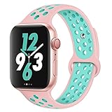 OriBear Compatible for Apple Watch Band 40mm 38mm, Breathable Sporty for iWatch Bands Series 4/3/2/1, Watch Nike+, Various Styles and Colors for Woman and Man(S/M,Pink-Green)