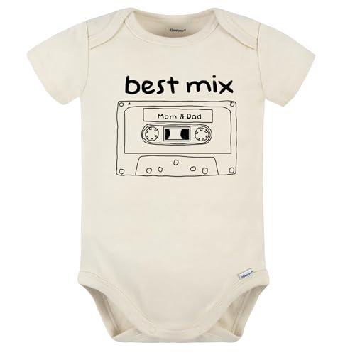 Ink Trendz Funny Best Mix Mom & Dad Retro Cassete Tape Onesie, Pregnancy Announcement, 80's Themed Baby Onesie